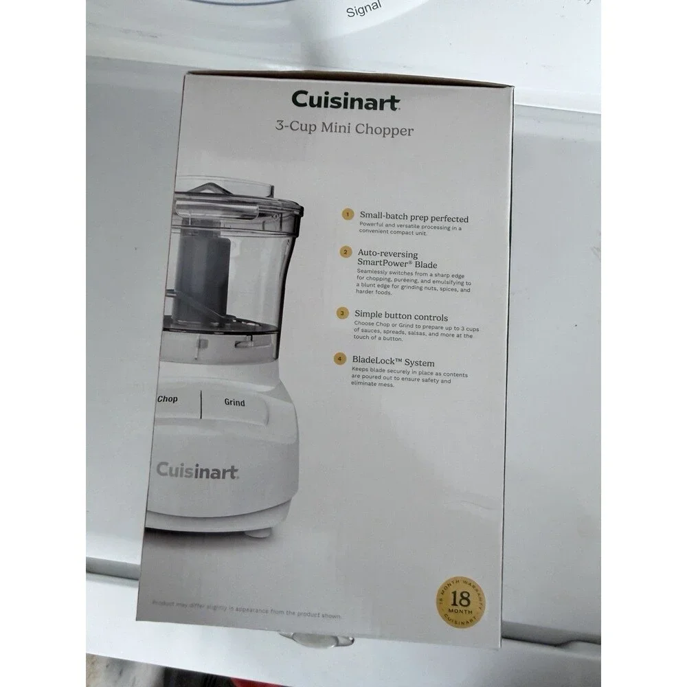 Cuisinart CCH-3 3-Cup Electric Mini Chopper White/Clear w/ Bowl & Lid